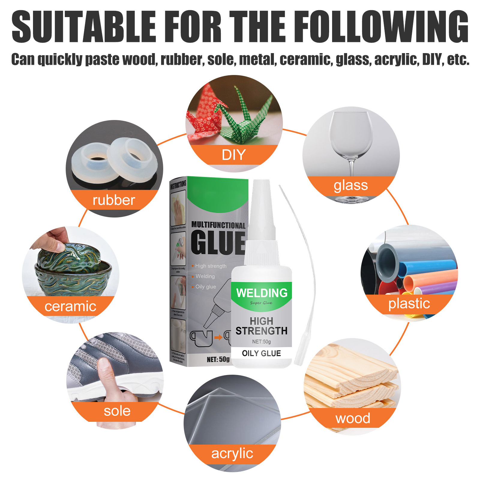 30/50G Welding High Strength Oily Glue - Universal Superglue Mighty Instant Glue For Resin Ceramic Metal Glass
