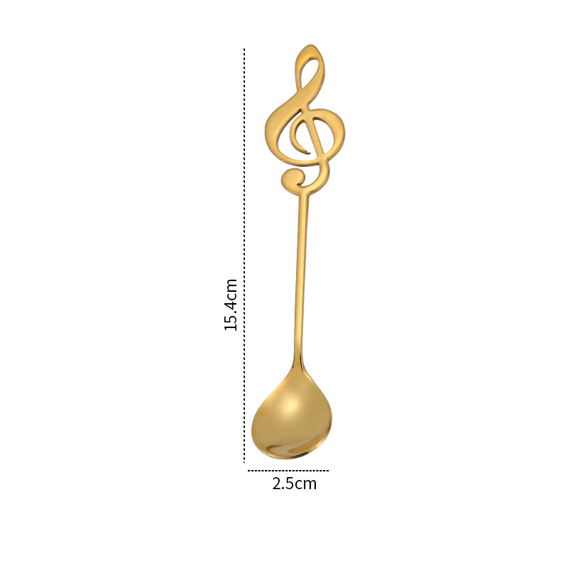 1/3/5/10pcs 304 Stainless Steel Musical Notes Coffee Spoon Stirring Cup Spoon Music Stick Ice Cream Spoon: Silver / S
