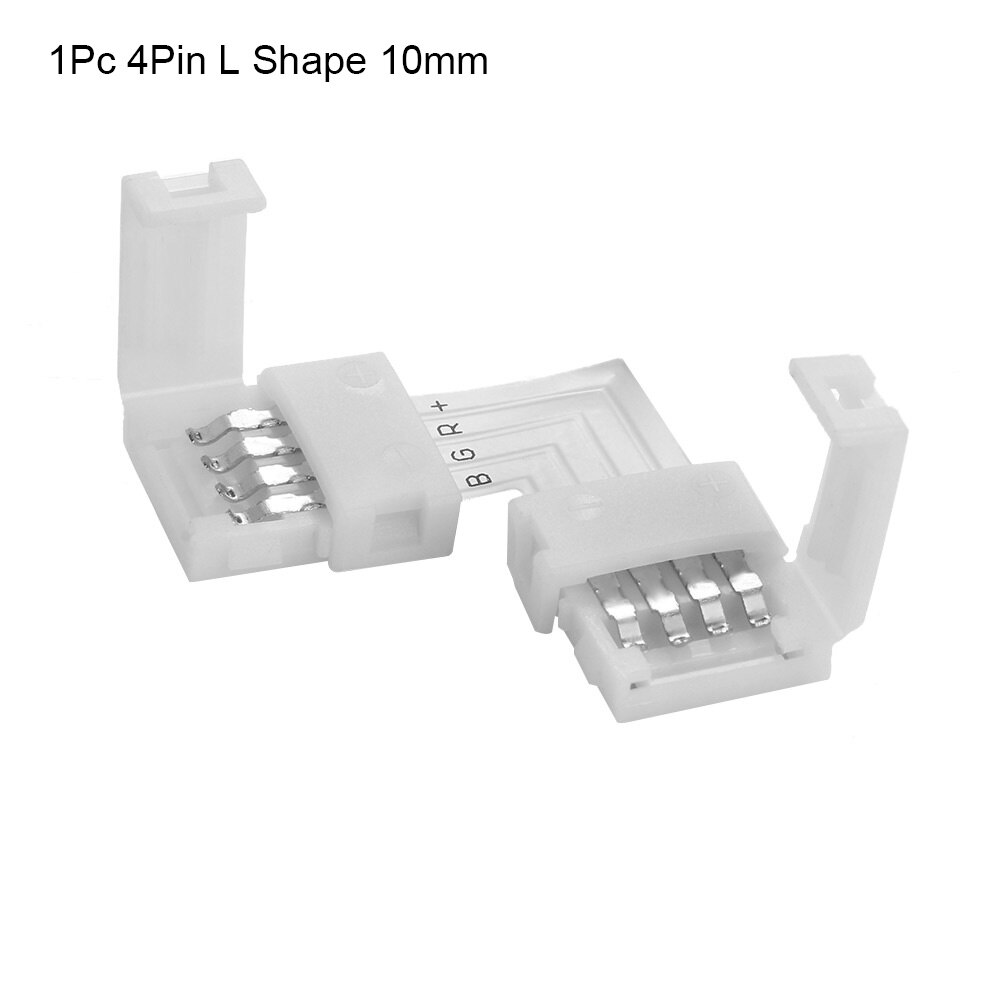 10Mm 4Pin Led Strip Connector Pcb Hoek Solderless Clip-On Koppeling Gratis Lassen Verlichting Onderdelen Accessoires Voor 3528 5050: 4Pin L Shape 10mm