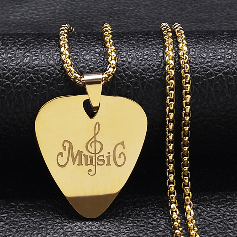 Collana con ciondolo plettro per chitarra musica rock musicale per donna/uomo Collare per gioielli regalo per feste con catena per basso musicale punk in acciaio inossidabile: Cobalto viola