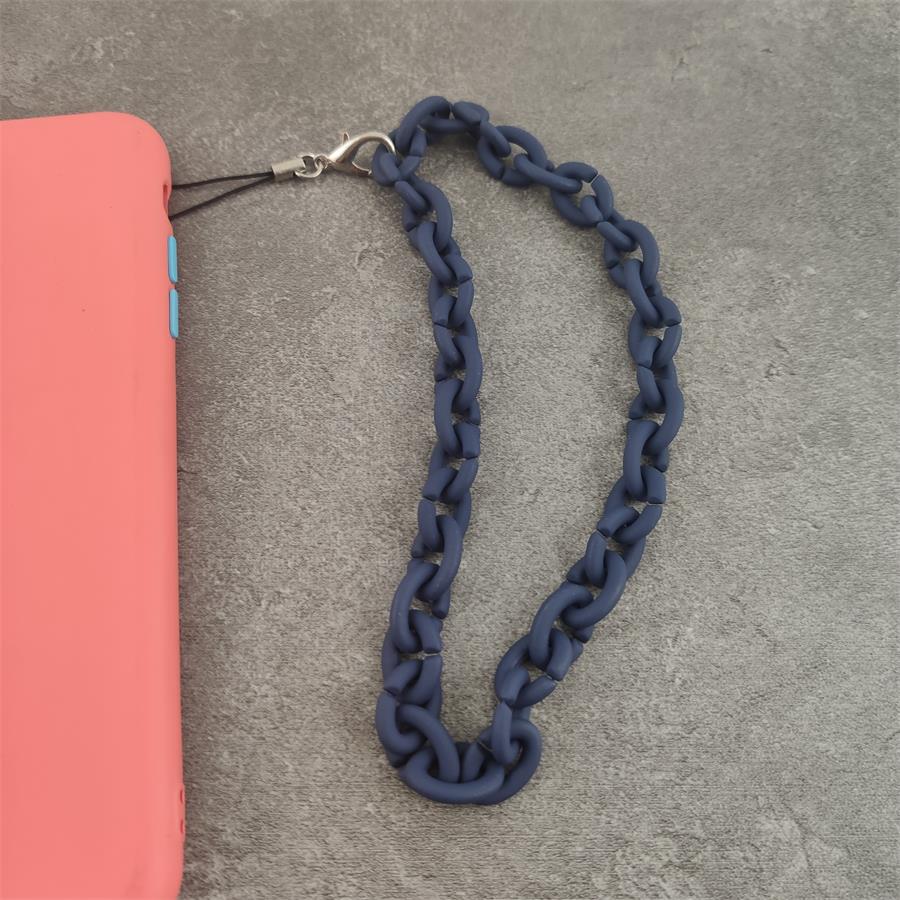 Modny łańcuszek do telefonu pasek fluorescencyjny jednokolorowy smycz naszyjnik łańcuszek kolorowy akrylowy gumowy smycz na telefon komórkowy: dark blue
