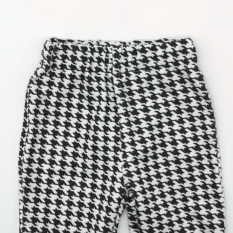 Ragazze di Autunno della Molla Dei Pantaloni Della Matita Ragazze Pied De Poule Leggings Classica Rondine Gird Skinny Calzamaglie Elastico In Vita