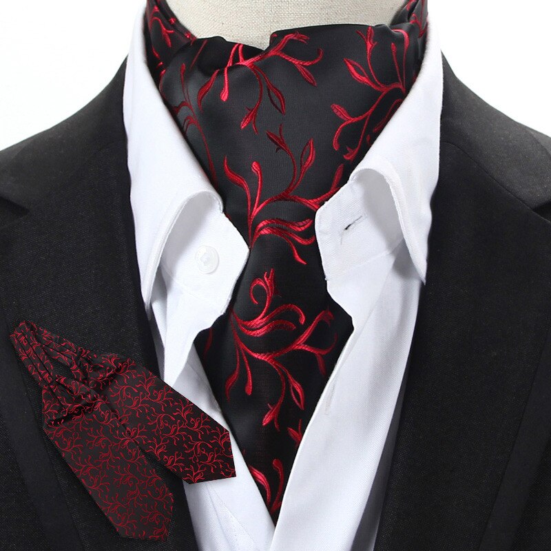 YISHLINE męnarty czarny niebieski czerwony kwiatowy klasyczny krawat krawat Ascot pan własny wiąbłazen jedwab poliestrowy krawat: LJ09 03