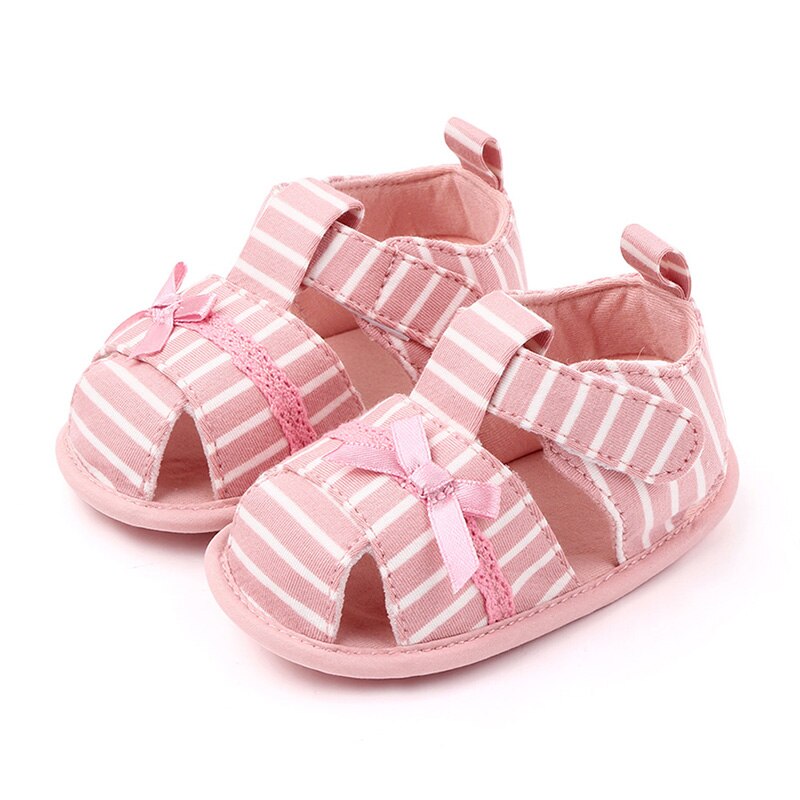 Baby Girls Shoes Summer Cotton bow Sandals Soft Sole Shoes Prewalkers: P / 12