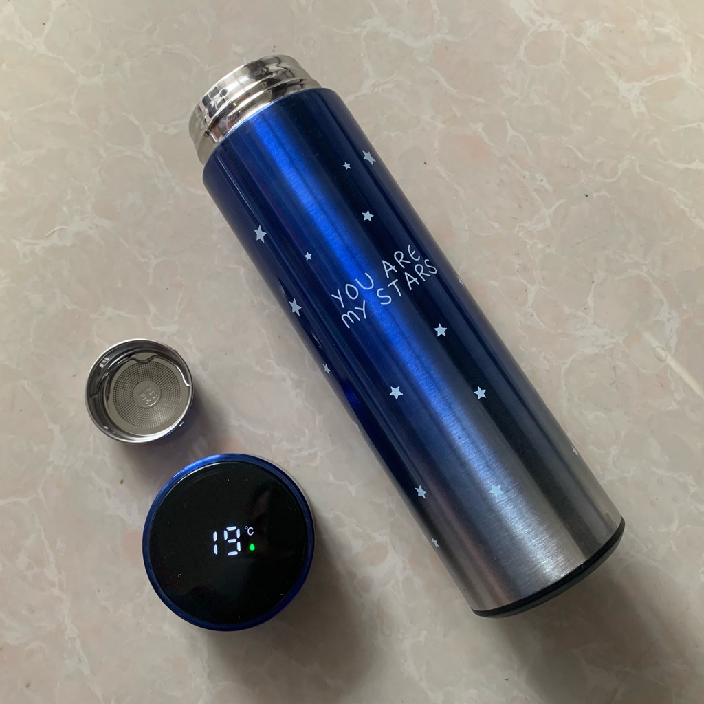 LED Temperature Display Vacuum Thermal Flask 304 Stainless Steel 13 Colours thermos bottle cute water bottle thermos mug: Star-Blue