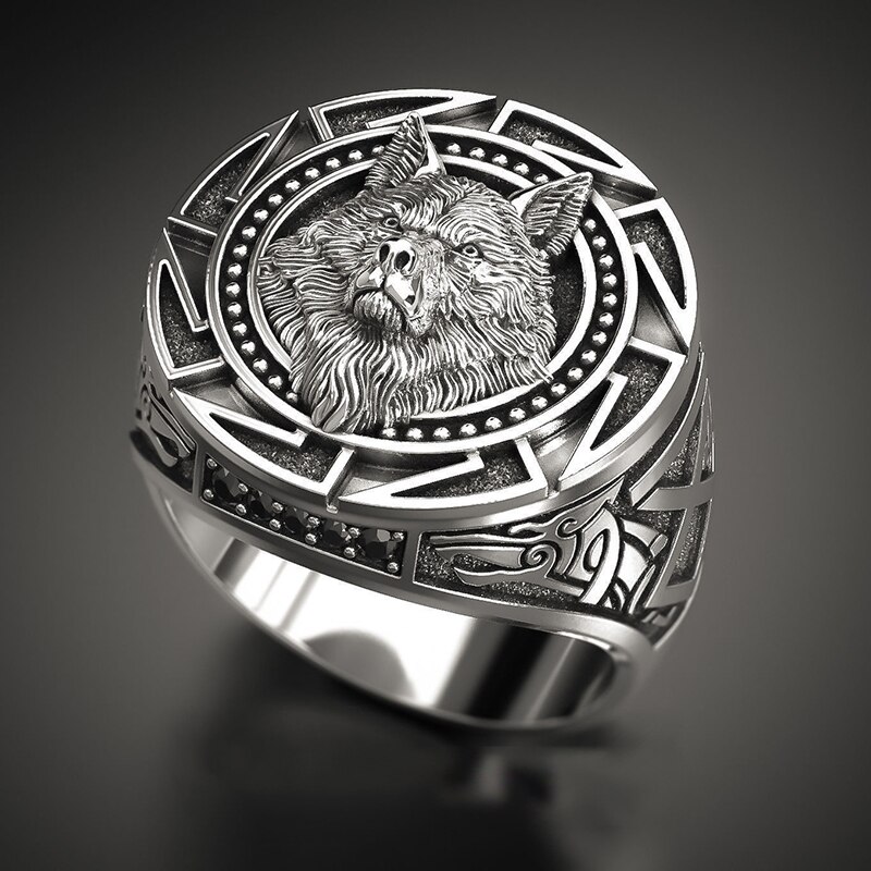 Nordic Celtic Wolf Men's Retro Handmade Stainless Steel Bracelet