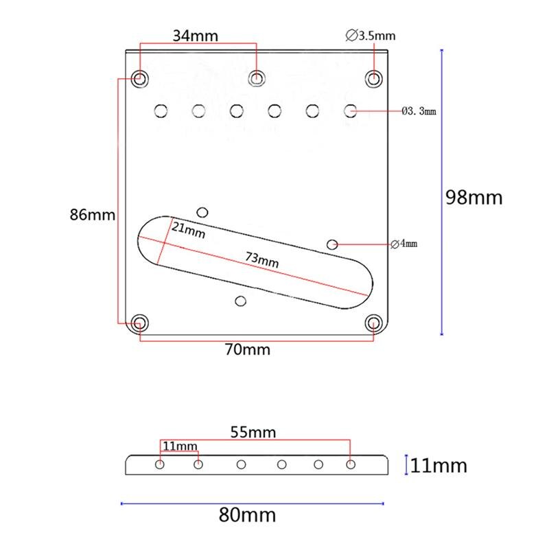 Bridge Plate Assembly for Guitars Without Brass Saddles 98mm