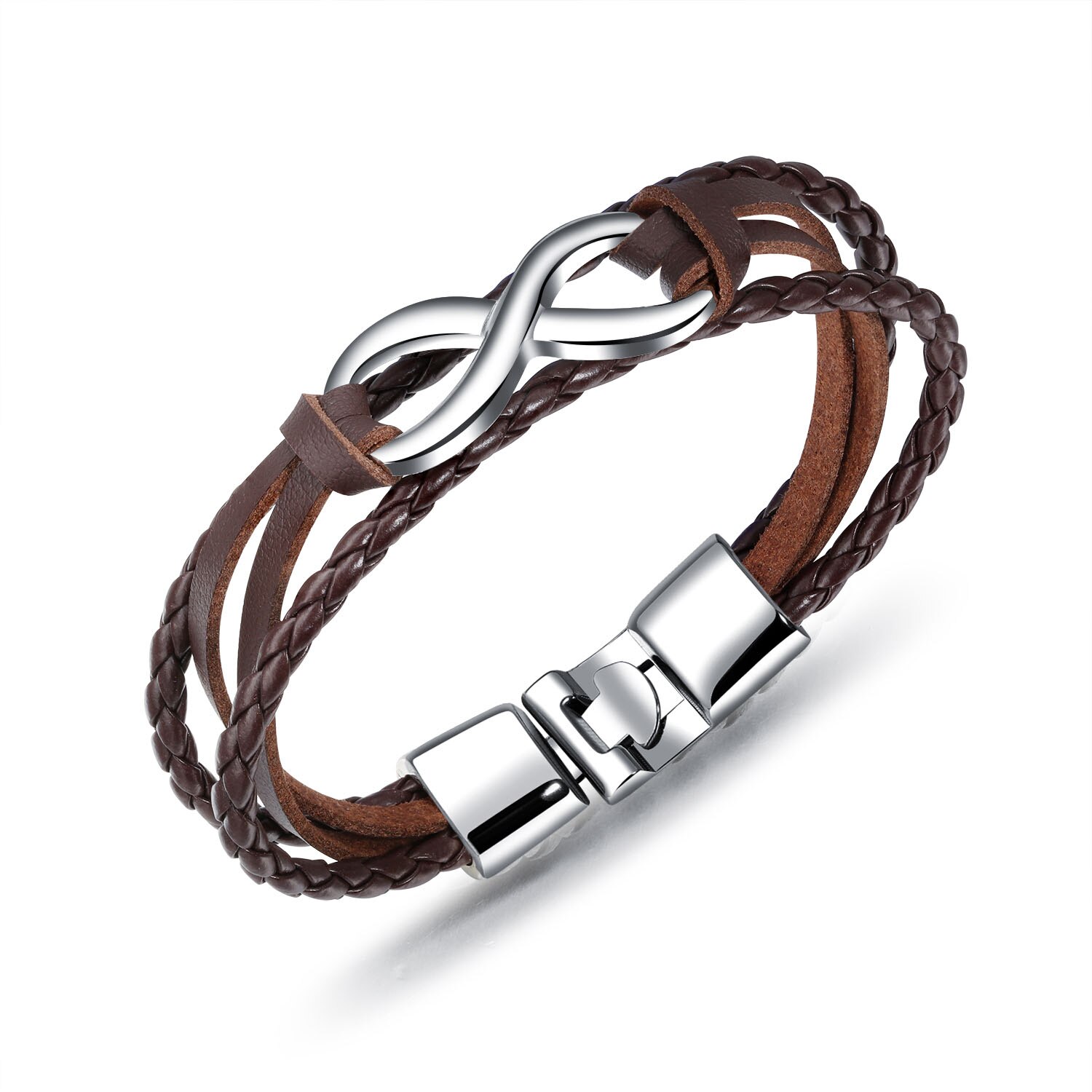 MAE à la en alliage de Zinc 8 forme Bracelet infini multicouche tressé en cuir corde hommes chaîne Bracelet bijoux de décor masculin