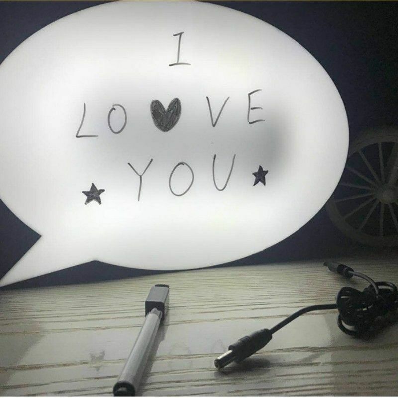 Luz de mensaje de escritura a mano artesanal, lámpara de letras USB, tablero de escritura en forma de burbuja, decoración de iluminación para de cumpleaños y boda con bolígrafo