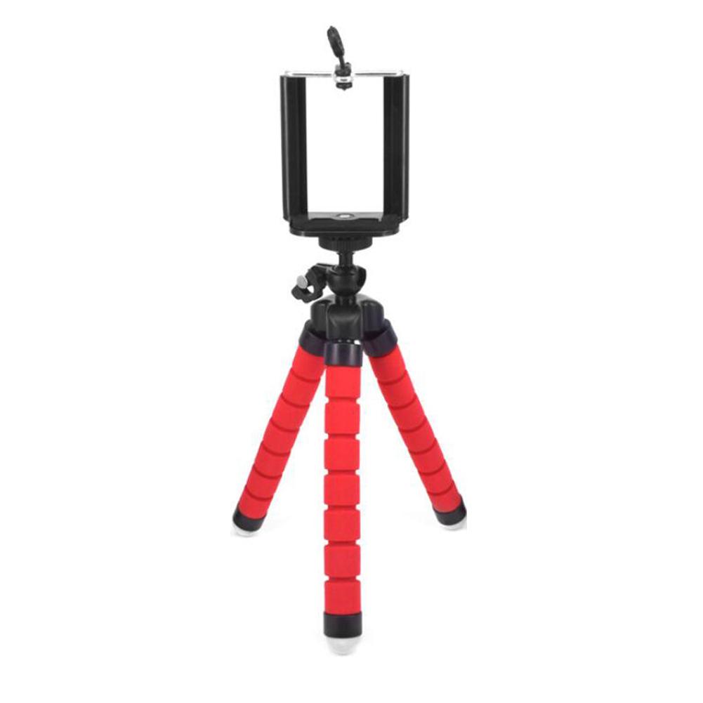 Mini Tripod Portable Multifunctional Sponge Flexible Tripod With Phone Clip For Selfie Mobile Phones Lightweight Camera: Red