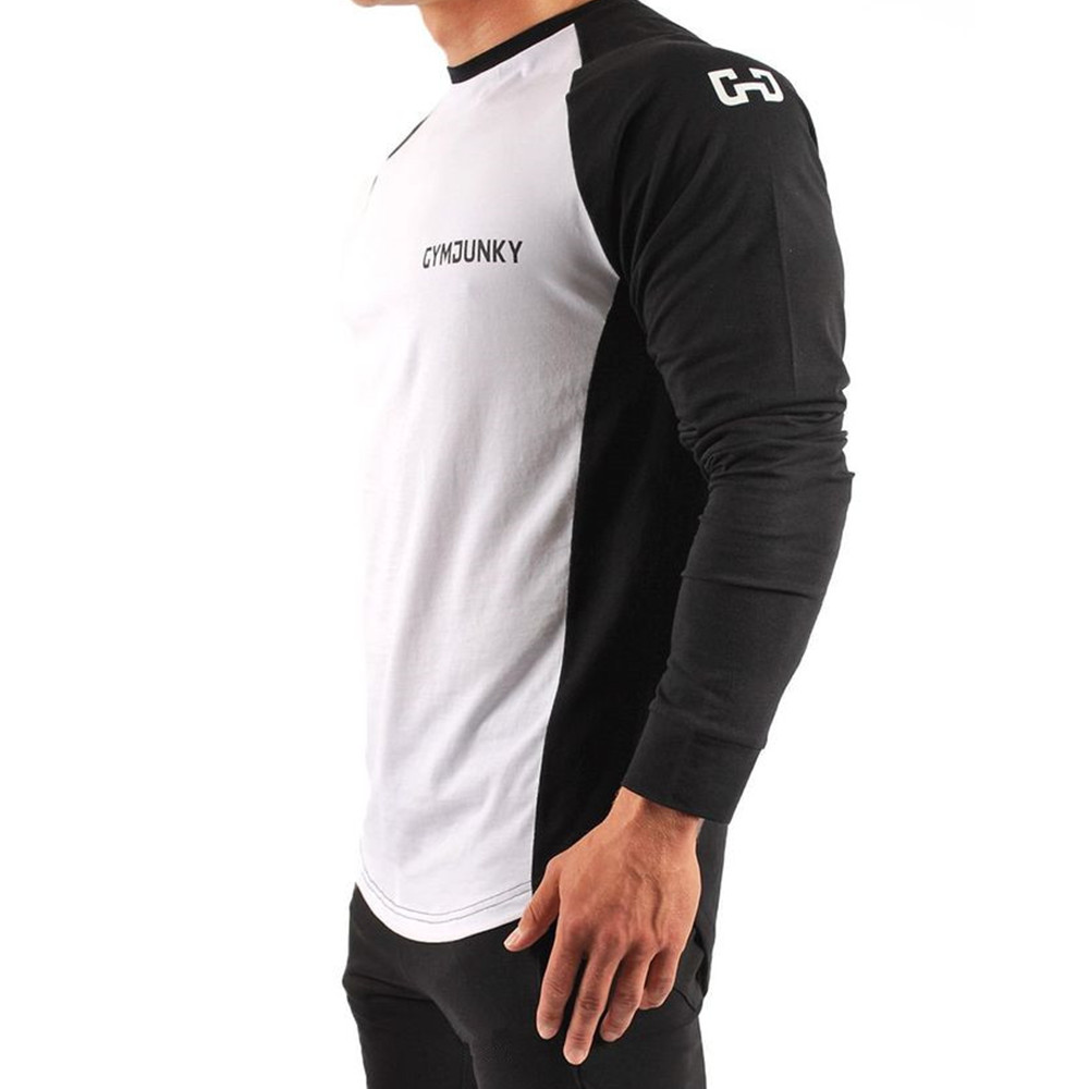 Camiseta de gimnasio para hombre, camisa de manga larga para entrenamiento de culturismo, informal, de algodón suave, ropa interior deportiva