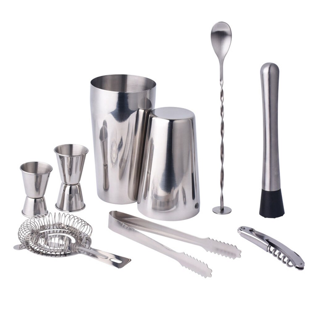Shaker à Cocktail en acier inoxydable, tasse à mesurer pour le vin rouge, filtre à Clip, Kit de barman, outils de Bar pour les fêtes, 9 pièces
