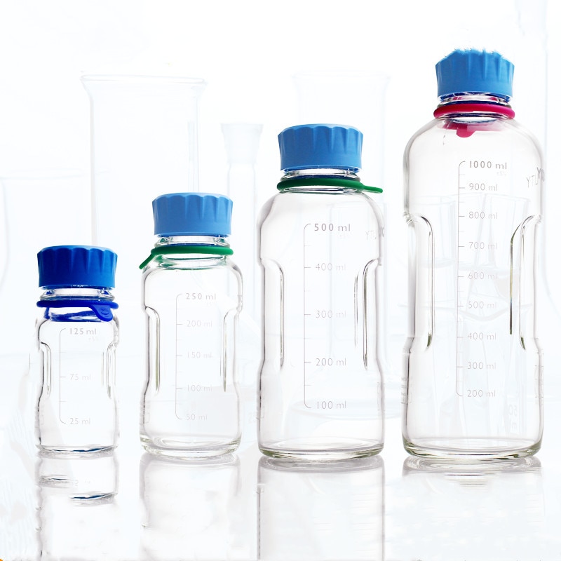 Botella de reactivo de laboratorio SCHOTT YOUTITY de Alemania, botella de reactivo de laboratorio 125 250 500 1000 Ml, botella de reactivo de tapa azul, botella de vidrio