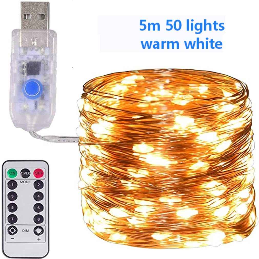 USB LED String Light Remote Control 5M/10M 50/100LED Fairy String Light 20M Copper Wire for Wedding Christmas Decor lamp: 1