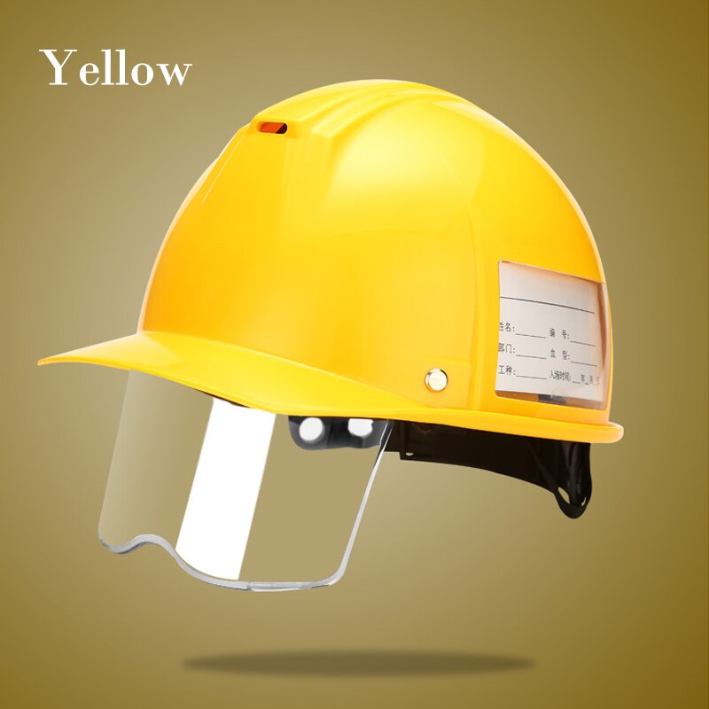 Safety Helmet ABS Hard hat with Half Protective Screen Work Cap Construction site Electrician Insulation Helmets High Strength: Yellow