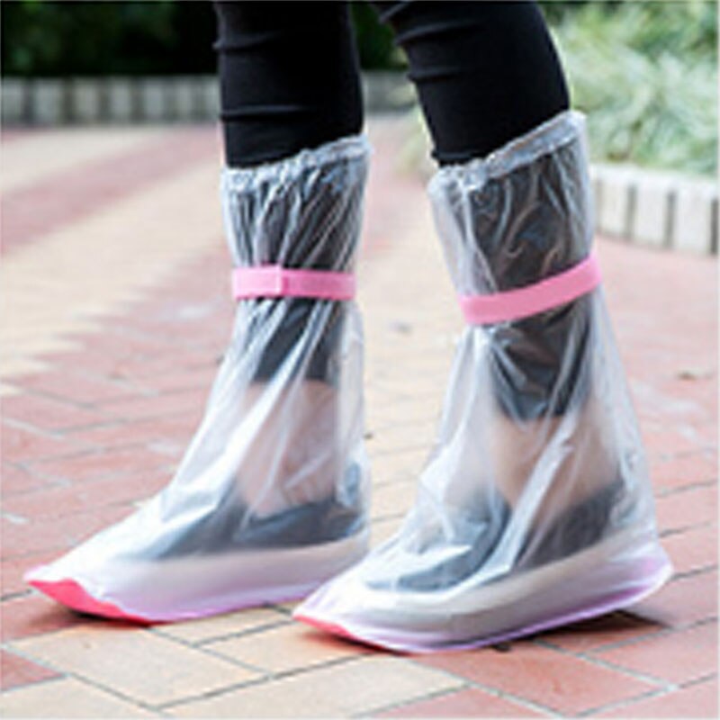 Regntilbehør slip husholdningsartikler bærbare regnskoovertræk regnstøvler vandtætte vandtætte høj støvle: Lyserød xl