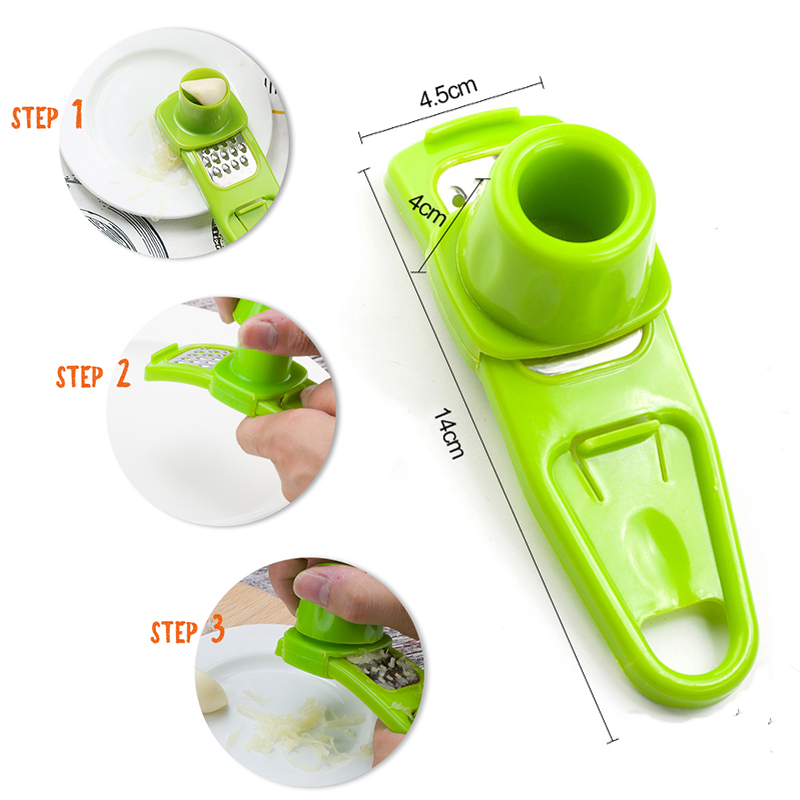Multifunctional Stainless Steel Ginger Garlic Press Grinding Grater Planer Slicer Mini Cutter Kitchen Cooking Gadgets Tool