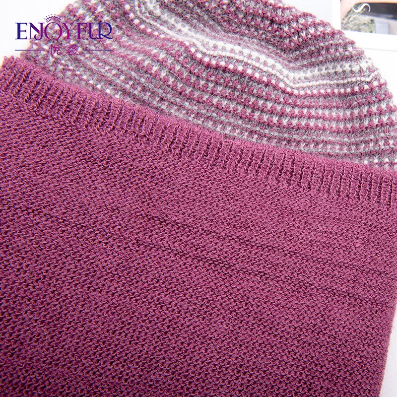 Enjoyfur gebreide wollen muts voor de winter dubbele laag dikke warme zachte damesmuts casual mutsen damesmutsen muts voor dames