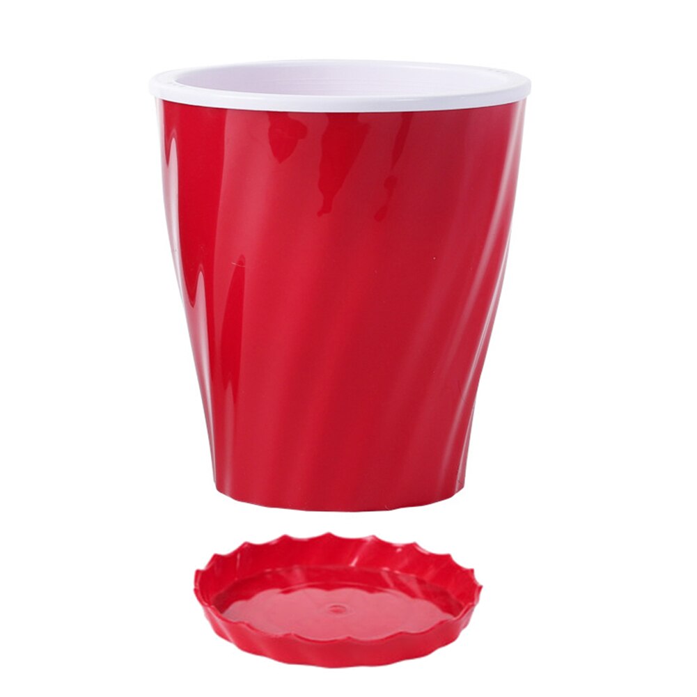 Double Layer Wavy Flower Plant Pot Automatic Absorbing Water Resin Tabletopss Planter Stylish Home Decoration: Red