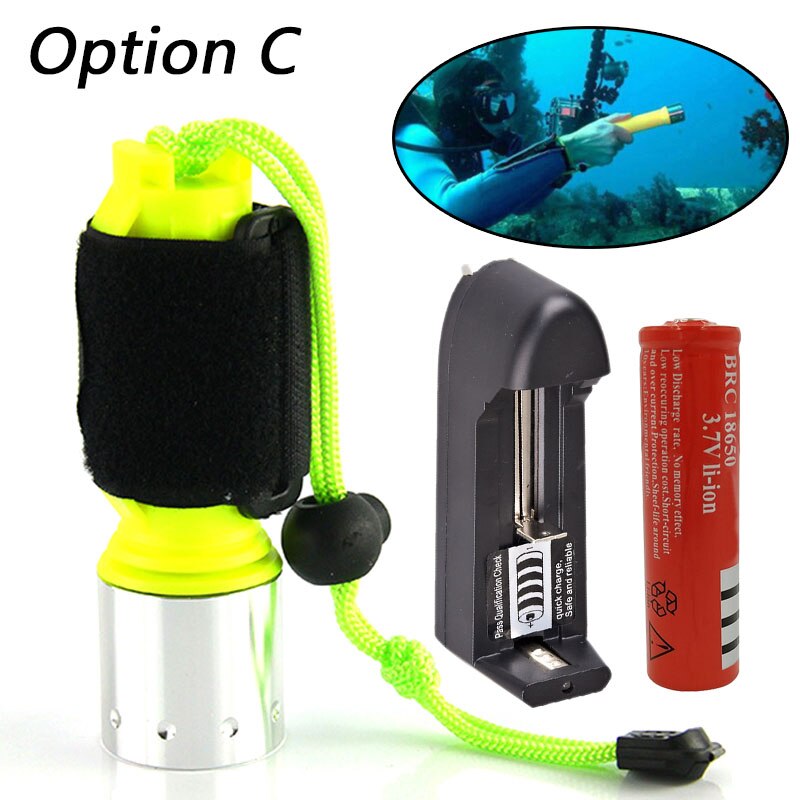 2000LM T6/ Q5 LED Waterproof scuba Diver Diving Flashlight underwater Flash Light Torch: T6  C
