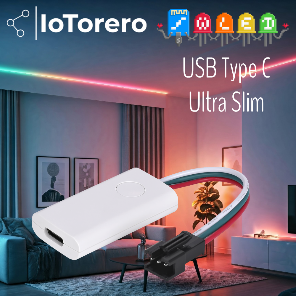 IoTorero WLED Slim Type C USB Addressable Strip Controller Portable Works With Power Bank
