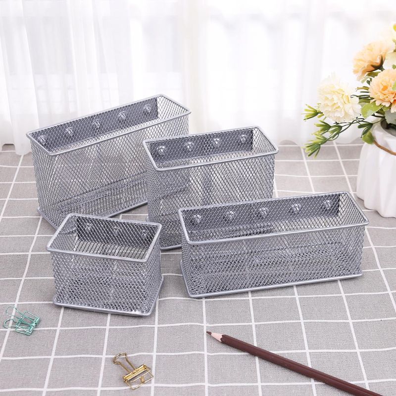 Durable Refrigerator Wire Mesh Magnetic Basket Storage Box Pen Makeup Organizer Wire Mesh Magnetic Basket