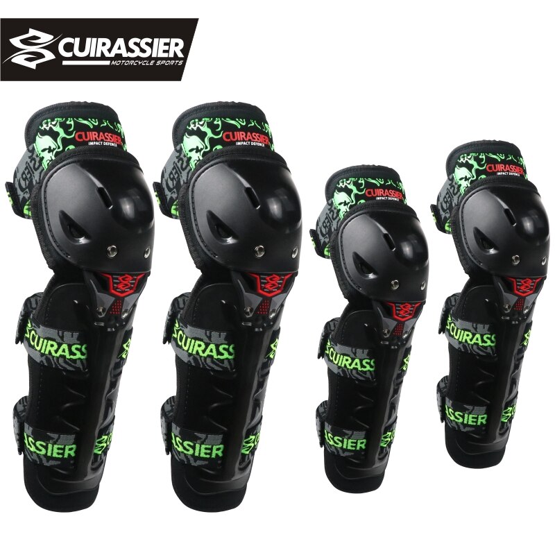 Motorcykel skyddande knäskydd mx off-road knäskydd skydd moto racing dirt bike skydd motocross skydd cuirassier motos: K05 e05 grönt set