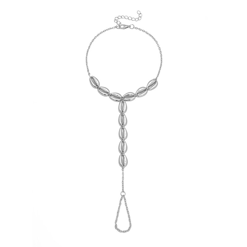 1pc Boho Shell Beads Toe Ring Anklet Chain Barefoot Sandals Beach Women Foot Jewelry: Silver