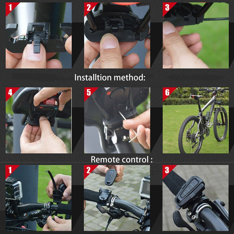 Fahrrad Sicherheit Alarm Drahtlose Fernbedienung 4 in 1 Anti-diebstahl Steuerung Sperren Schwanz Licht Wasserdichte Lampe Radfahren Fahrrad Alarm