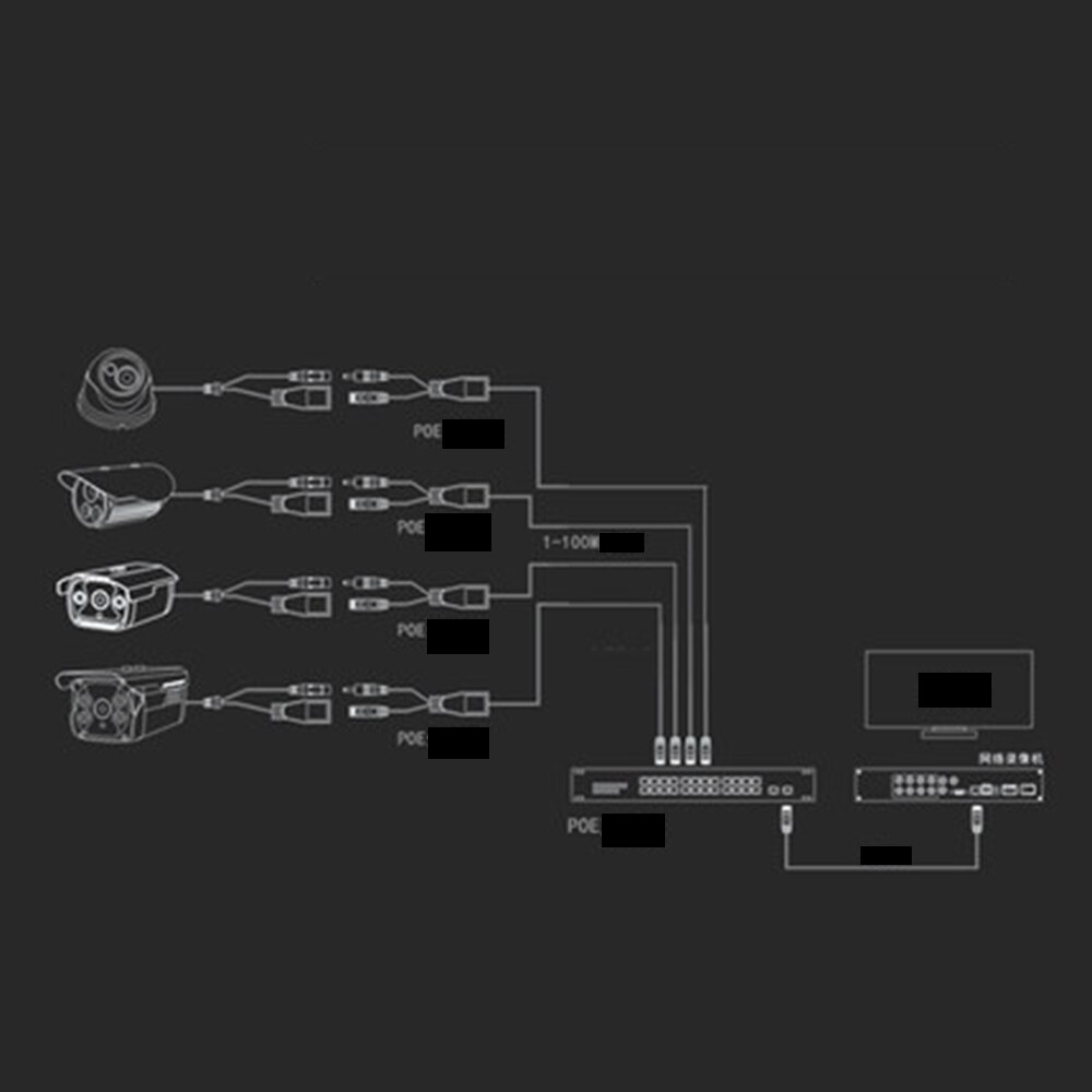 12-48v Synthesizer Separator Combiner POE Adapter cable RJ45 Injector Splitter Kit Tape Screened Passive Power Over Ethernet
