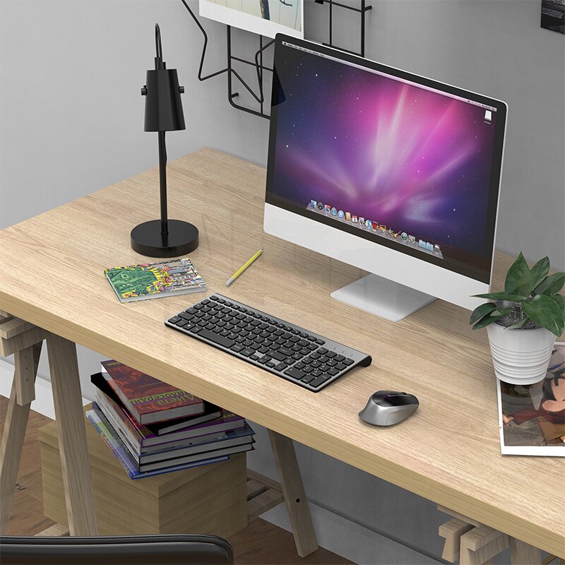 Wireless Office Keyboard and Mouse Spanish Layout 2.4GHz Keyboard with Ergonomic Mouse and Side Buttons for Office PC