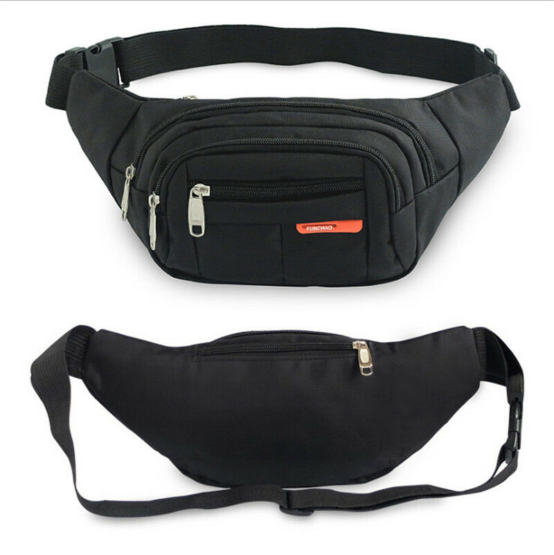 Nylon fanny pack for men kvinner hoftebelte veske veske veske lomme reise sport bum bryst midje veske vanntett