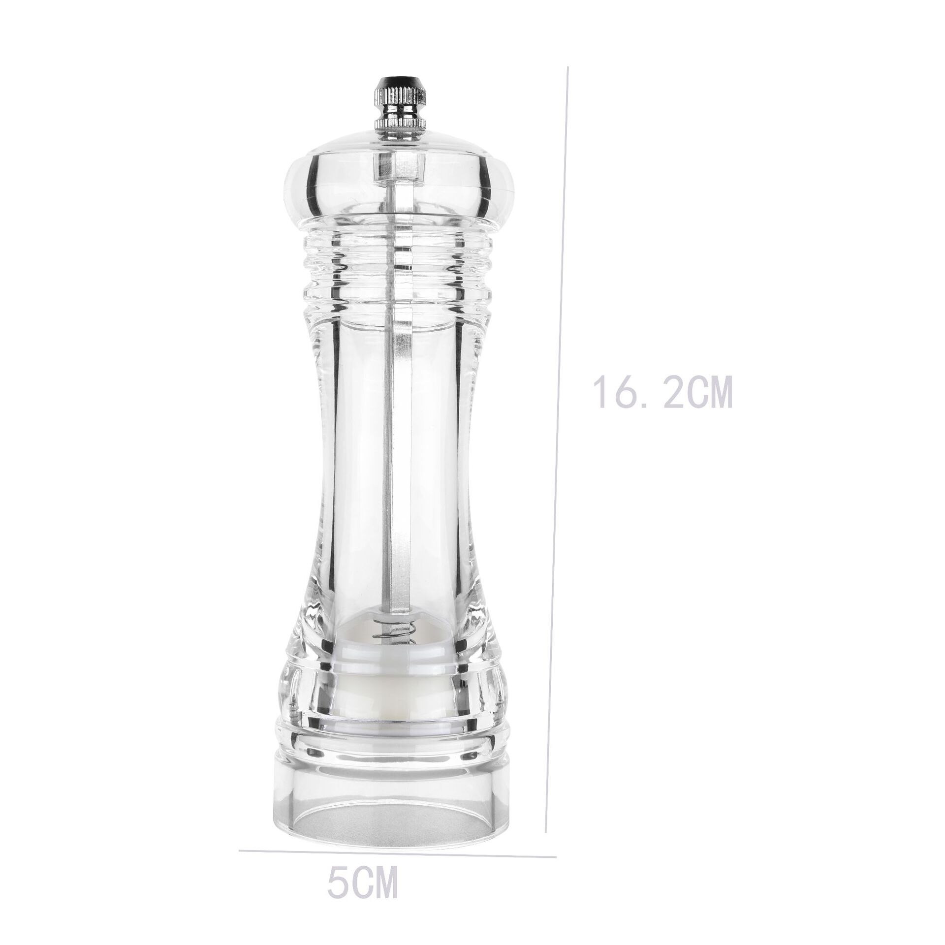 Acrylic Combo Pepper Mill and Salt Shaker with Adjustable Coarseness Ceramic Mechanism, Easy to Use: 6 inch