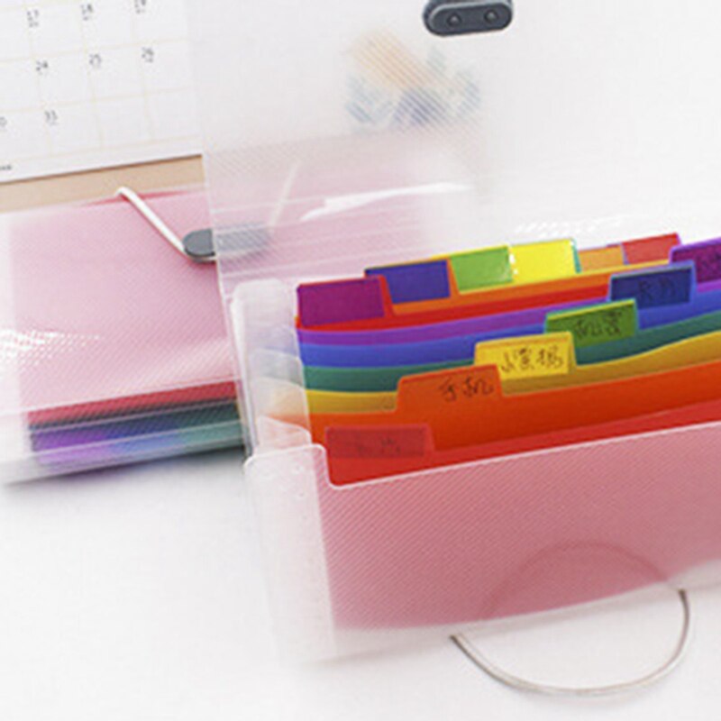 13 Pockets Organ Protable A6 Rainbow Expanding File Folder Office Organizer Document Holder Bag Bills Storage Box