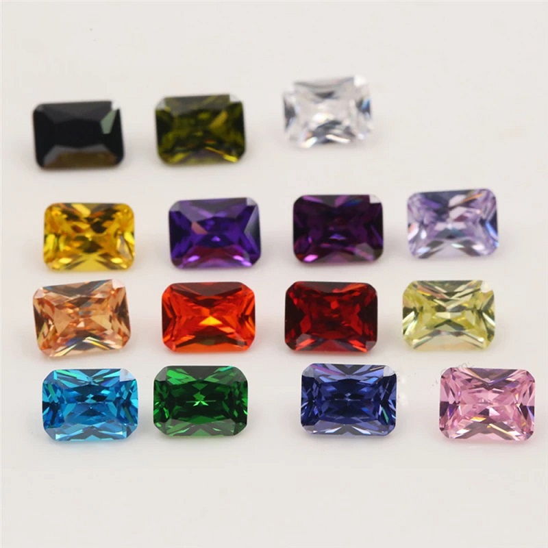 Mélanger 15 couleurs pierre de zircone cubique taille octangle pierres CZ en vrac pierre précieuse synthétique pour la fabrication de bijoux (taille 4x6mm-10x12mm)