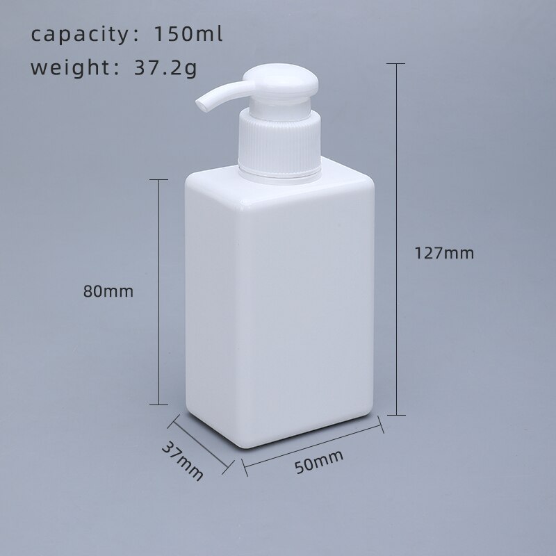 Dikker Lege Vierkante Hervulbare Fles Met Pomp Voor Badkamer Keuken Shampoo Lotion Zeep Petg Opslag Container 1Pcs: 150ml white