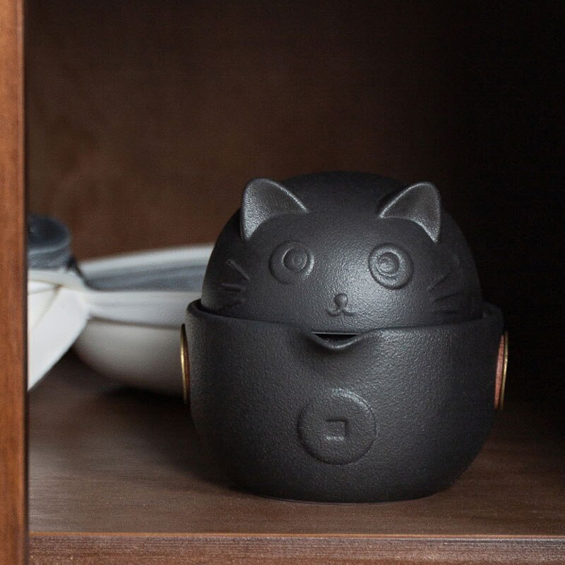 Juego de té de cerámica portátil para gatos, juego de cerámica con tetera, tazas de té, bolsa de viaje para oficina, hogar, viaje, rápida
