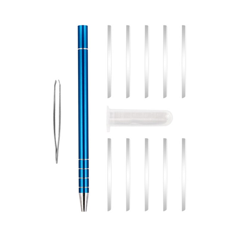 1Stck Frisur Gravierten Kugelschreiber + 10Stck Klingen Haar Trimmer Haar Styling Augenbrauen Rasieren Salon Diy Frisur: Blau