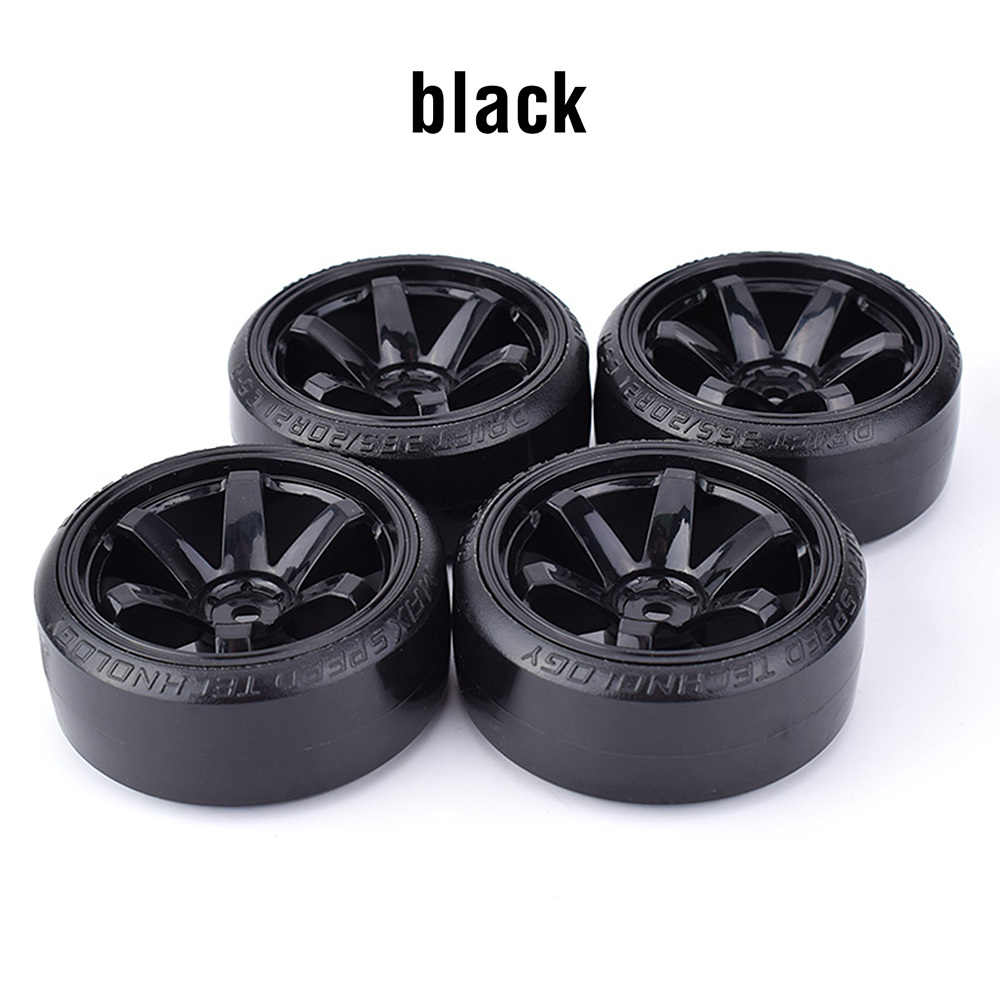 4 Uds 1/10 RC Drift ruedas de carretera neumático de patrón duro para 1/10 Traxxas D4 HSP HPI Sakura TT01 Tamiya Drifting RC accesorios de coche: Negro