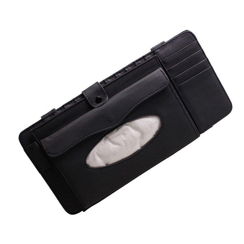 Ymjywl cd sag læder bil dvd solskærm boks med væv opbevaring arrangør til briller mappe visitkort holder taske