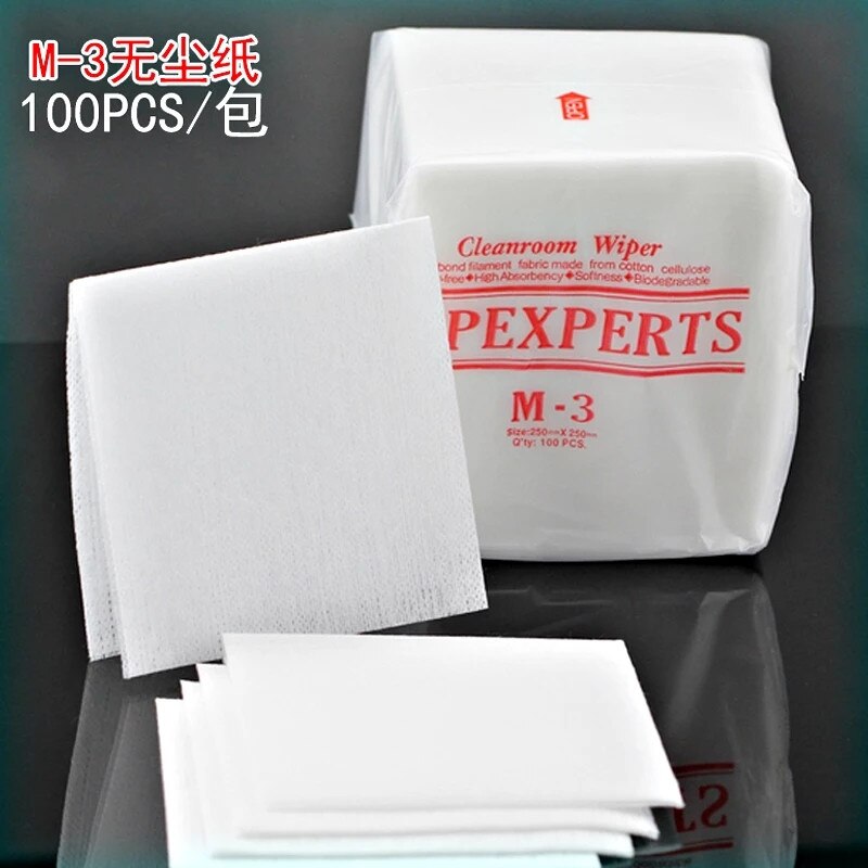 10 zakken M-3 stofvrij doekjes voor glasvezel connector cleanroomwisdoek M3 fiber reiniging papier cleaner 100 stks/zak
