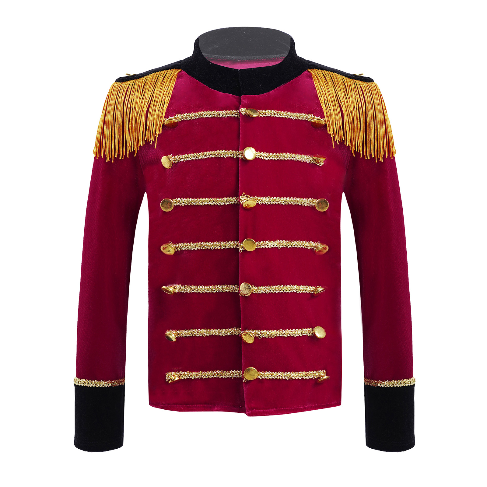 Kids Jongens Drum En Trompet Team Honor Guard Uniform Prestaties Fluwelen Lange Mouwen Kwasten Gold Braid Trim Rollenspel Party Tops: 6