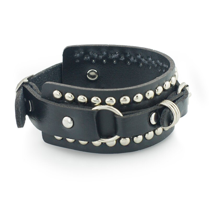 Pulseira de couro unissex punk rivet, pulseiras e braceletes góticos para homens e mulheres s331
