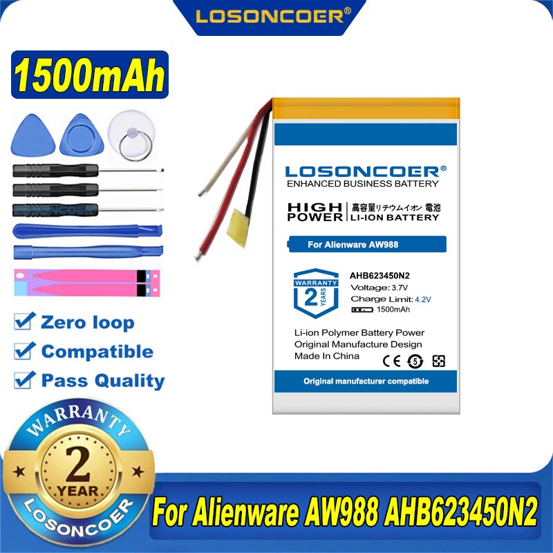 100% Original LOSONCOER 1500mAh AHB623450N2 Battery For Alienware AW988,AHB623450N2 Headset