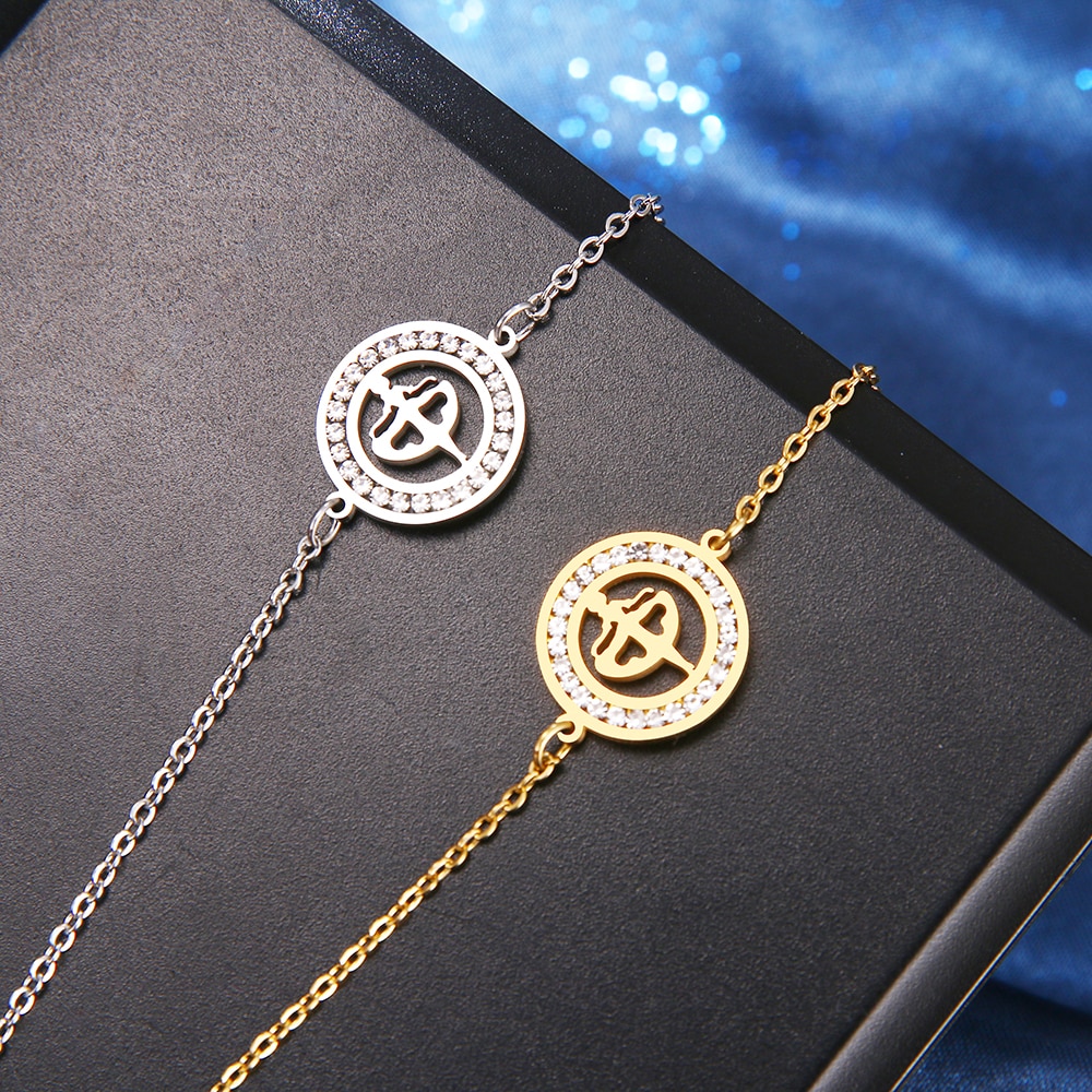 CACANA 316L Stainless Steel For Women Crystal Bracelet Ballet Girl Round Bracelets Gold Color Engagement Jewelry