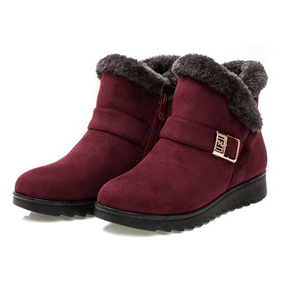 Vrouwen Winter Pluche Snowboots Warme Platte Effen Kleur Enkellaars voor Vrouwen Ronde Neus Antislip Casual Moeder schoenen Maat 35-41