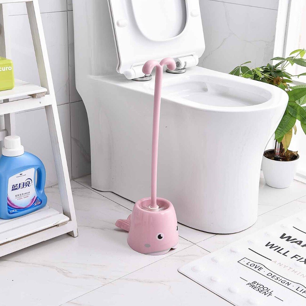 Leuke Cartoon Wc Borstel Set Wc Borstel Met Houder Walvis Vorm Scrubber Hotel Thuis Cleaning Tools