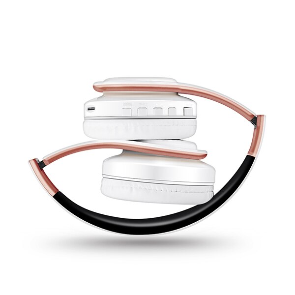 Foldable Over Ear Wireless Earphone Headset Stereo Earphone with 3.5mm Connection port for phone DJ mp3 Sport Earphones: white rose gold