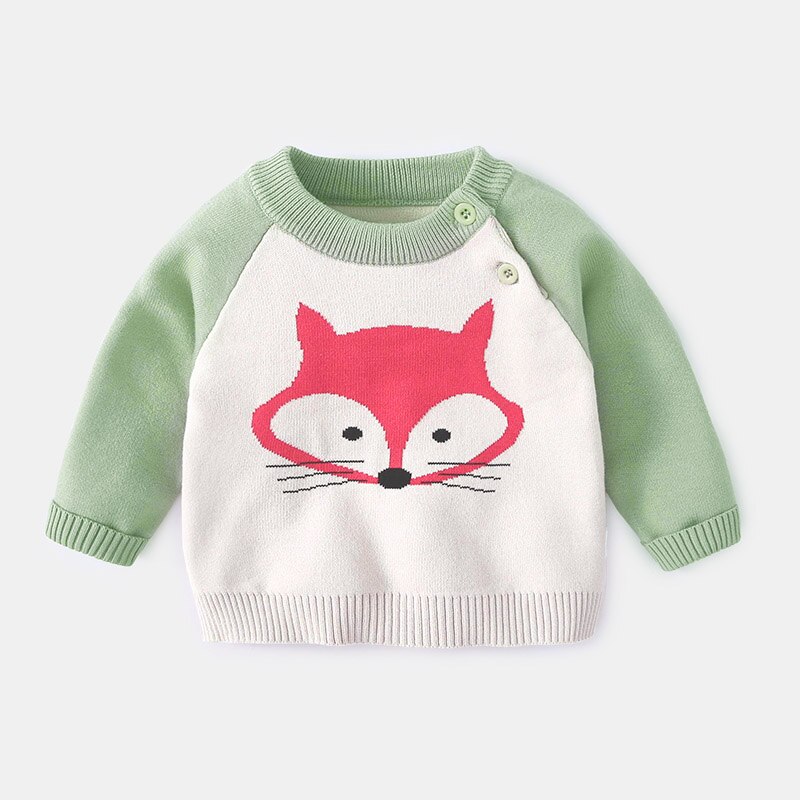 Baby Katoenen Trui Herfst Winter Pasgeboren Meisje Schouder Botton Cartoon Kleding Baby Boy Mooie Trui Top 6m 9m 1t 2t: fox / 24M