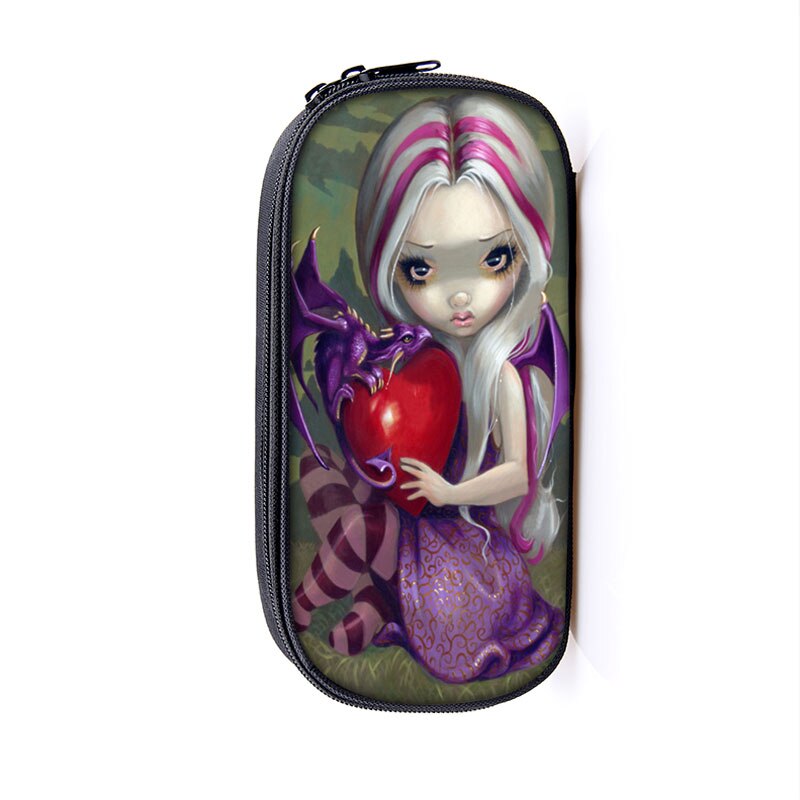 Cartoon Gothic Girls drukuj torby kosmetyczne pojemnik na ołówki kobiety kosmetyczka nastolatek dziewczyna piórnik torba stacjonarna prezent: Dqbb-gete08